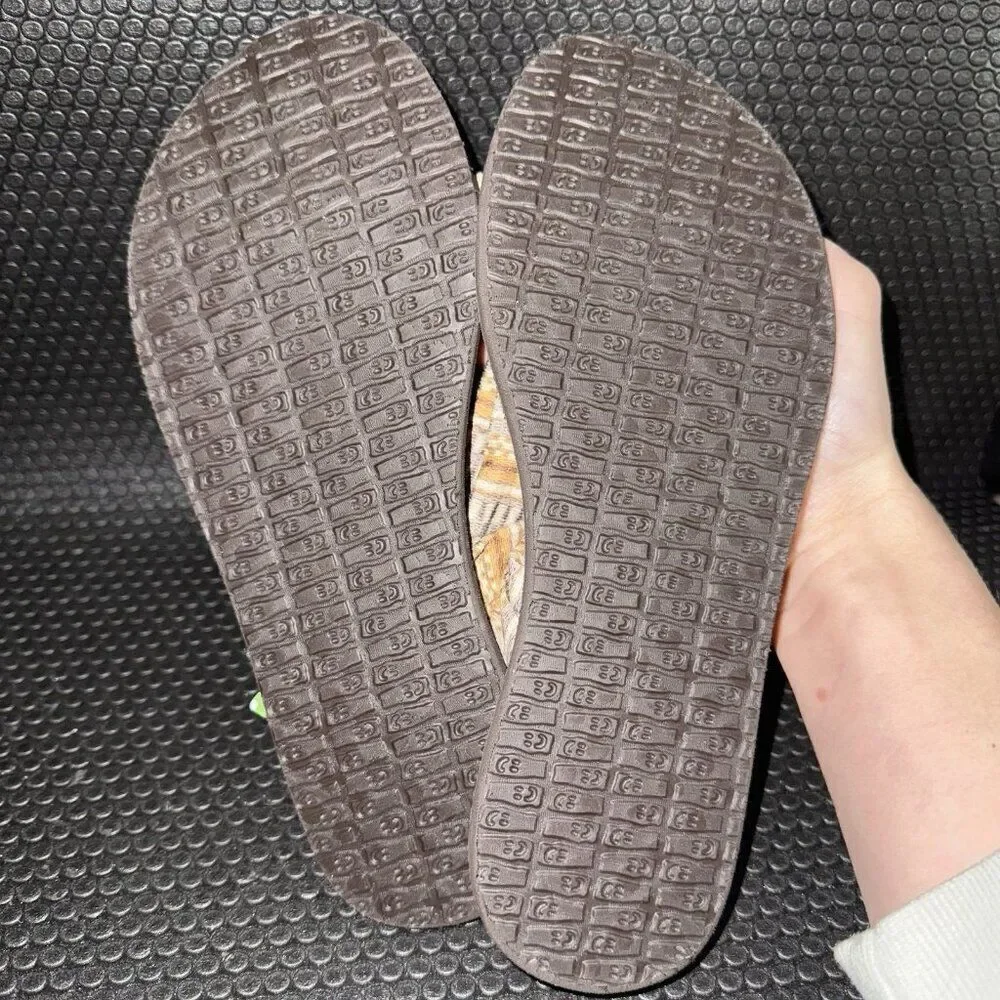 Sanuk yoga sling sandals Brown/Orange/Cream Comfort Yoga Mat Casual Women Size 6